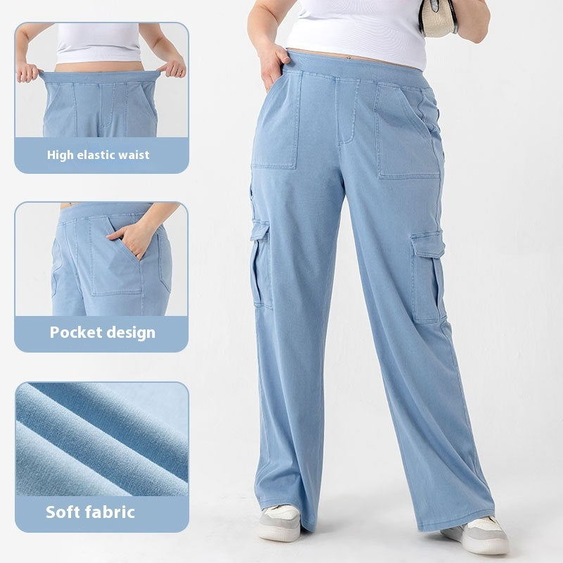 High-Waist Stretch Sports Casual Pants with Double Pockets