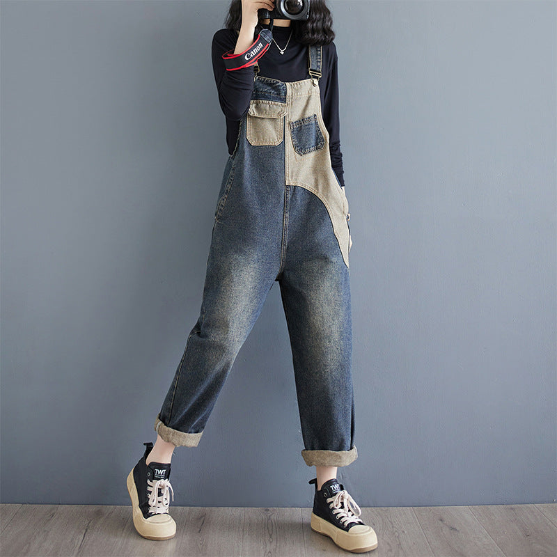 Autumn Plus-Size Loose Denim Overalls