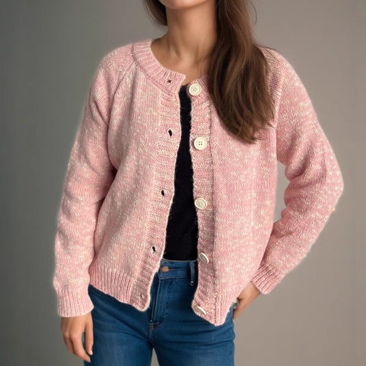 Round Neck Long Sleeve Casual Stitching Cardigan