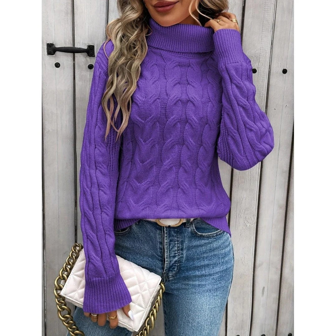 Women's Turtleneck Cable Knit Sweater