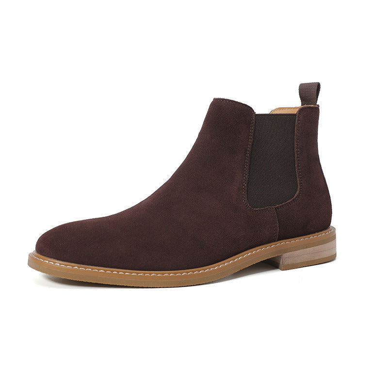 Men's Fashionable Suede Chelsea Boots - Plus Size Slip-On Style