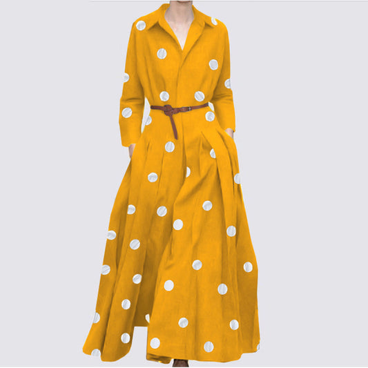 Women's Elegant Polka Dot Dress, Perfect for Leisure and Holidays