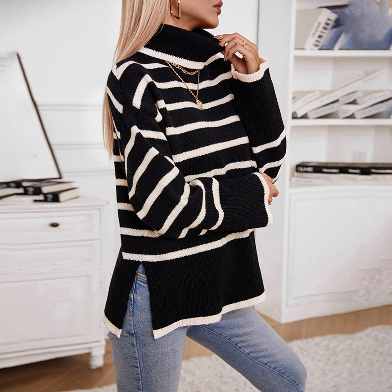 Women's Knitted Pullover Turtleneck Sweater for Autumn and Winter