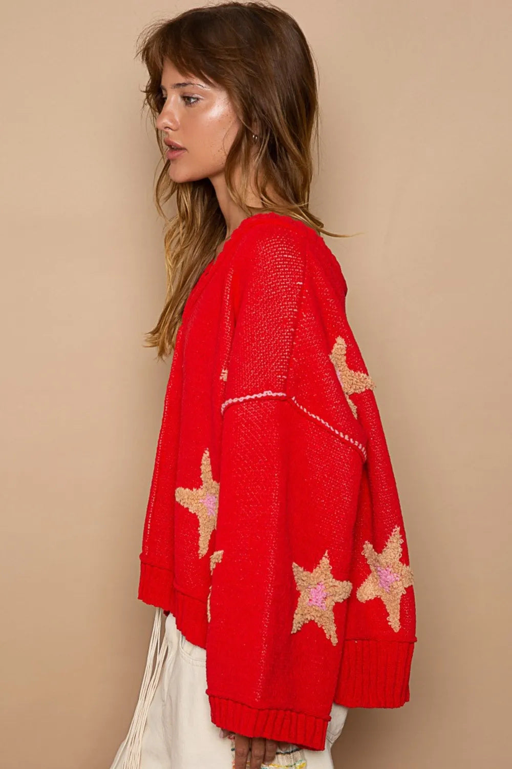 Long Sleeve Sweater with Star Patch Details