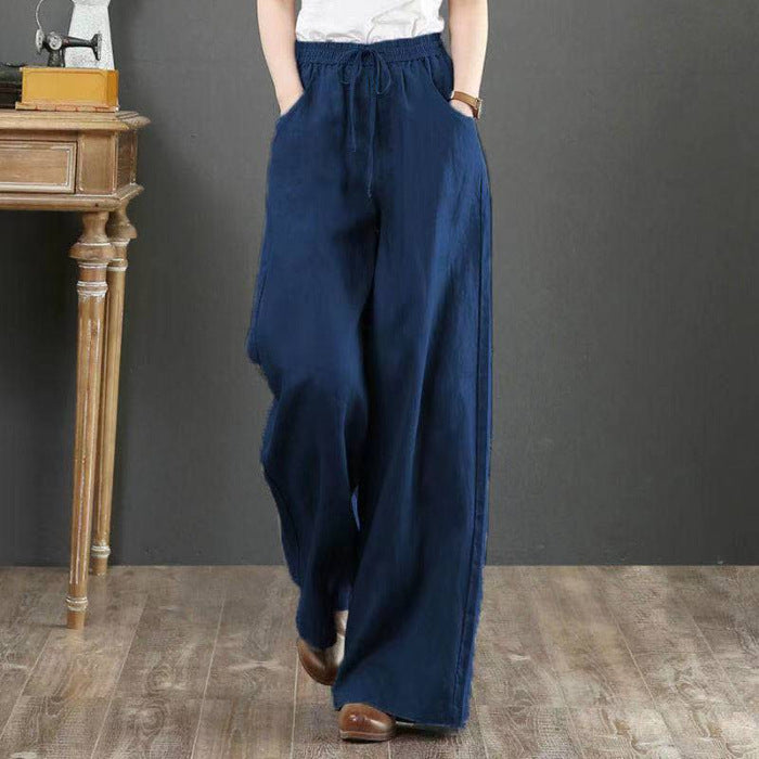 Linen Fabric Women's Casual Wide-Leg Yoga Pants