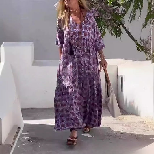 Geometric Print Street Plus Size Women's Dress