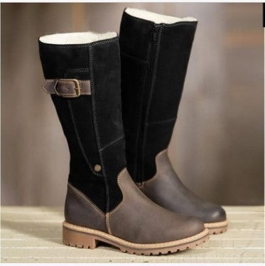 Low Heel Knee-High Side Zipper Boots - Knight Style