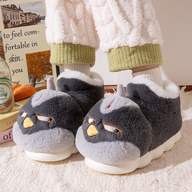 Indoor Non-Slip Thick-Soled Furry Cotton-Padded Shoes with Velvet Lining