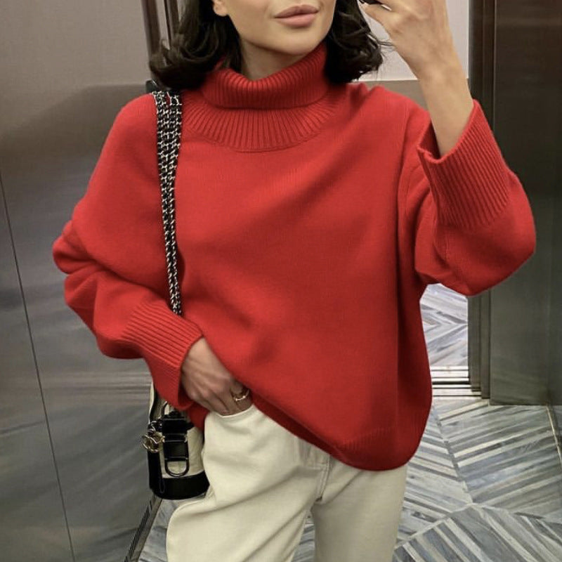 Women's Winter Turtleneck Sweater, Fashionable and Stylish Long Sleeve Knitted Top