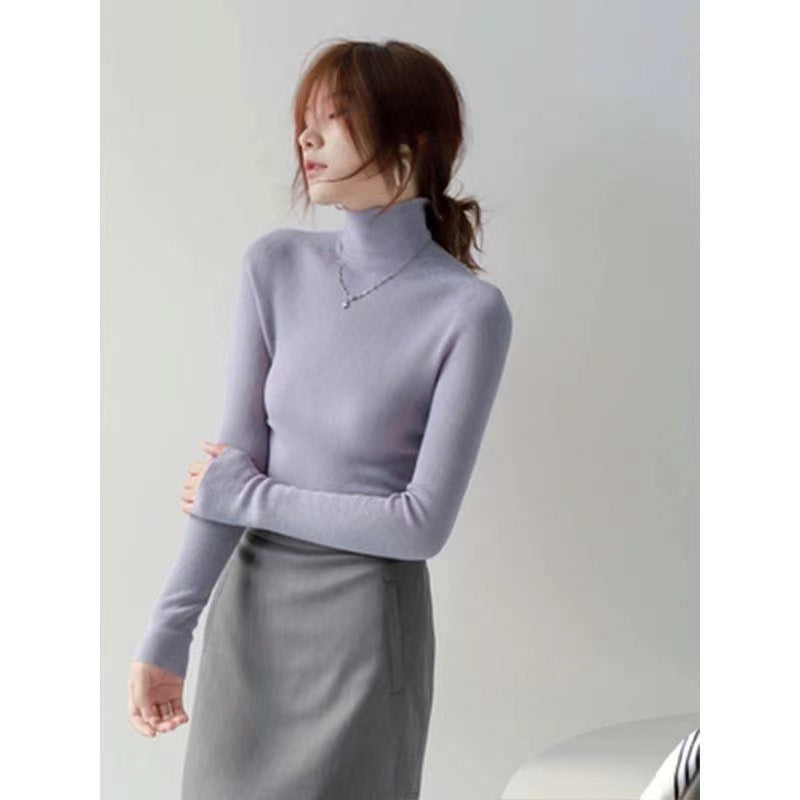 Women's Turtleneck Bottoming Shirt – Fur Lined Sweater Knitted Top