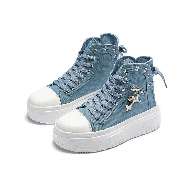 New Outdoor All-Matching Canvas Shoes with Butterfly Zipper Detail