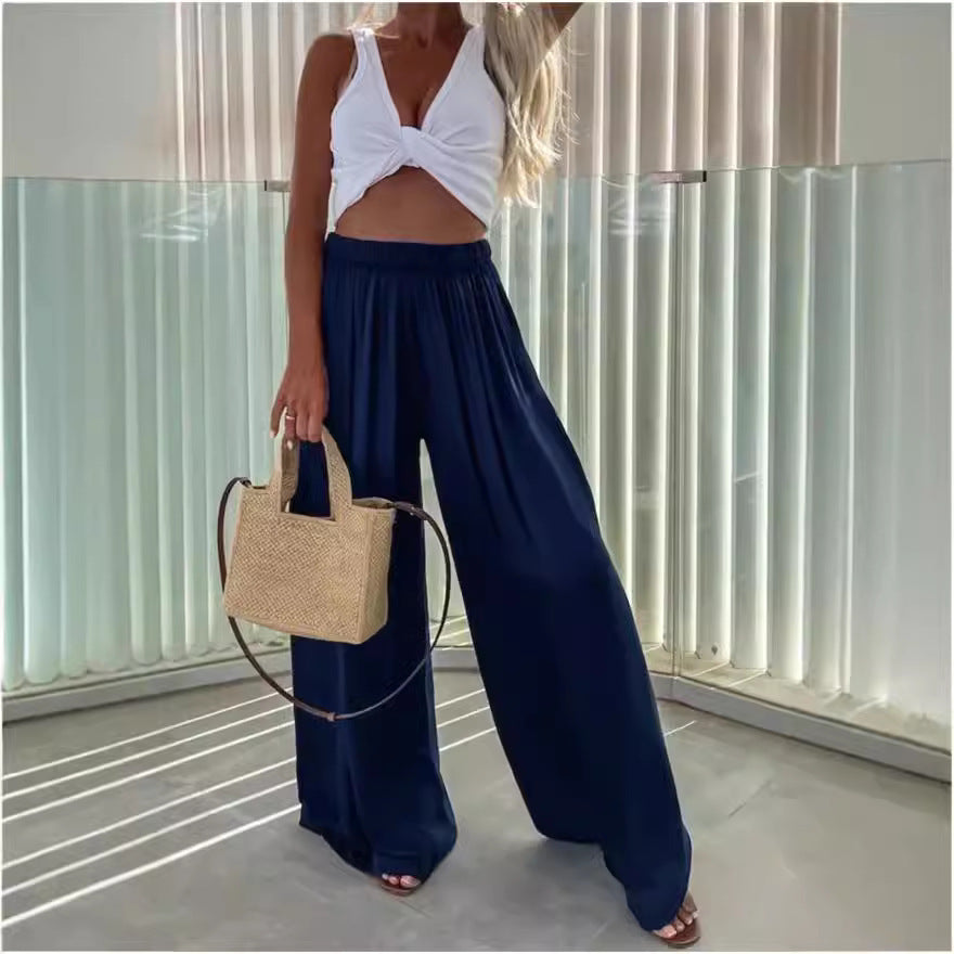 Pocket Wide-leg Loose Casual Fashionable Women's Pants