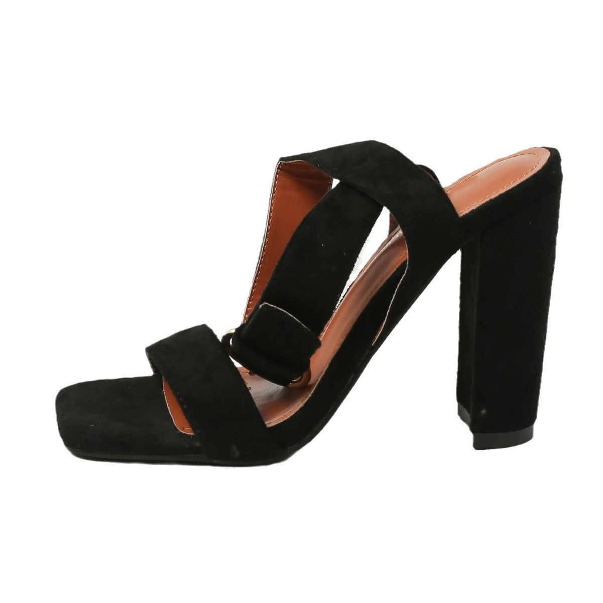 Simple and Fashionable Chunky Heel Sandals - Summer Square-Toe Design