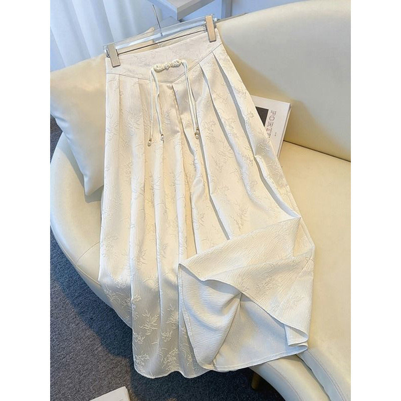 Plus-size New Chinese-style Black Midi Skirt