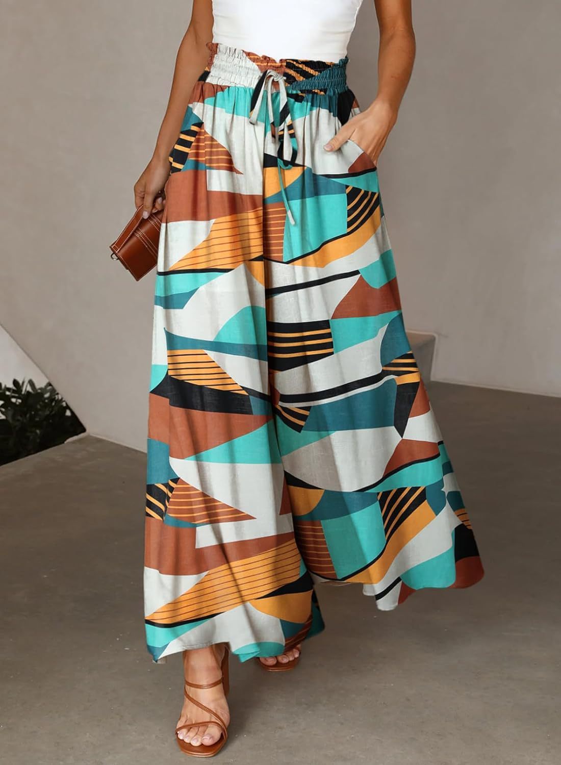 Printed Casual Comfortable Wide-Leg Trousers