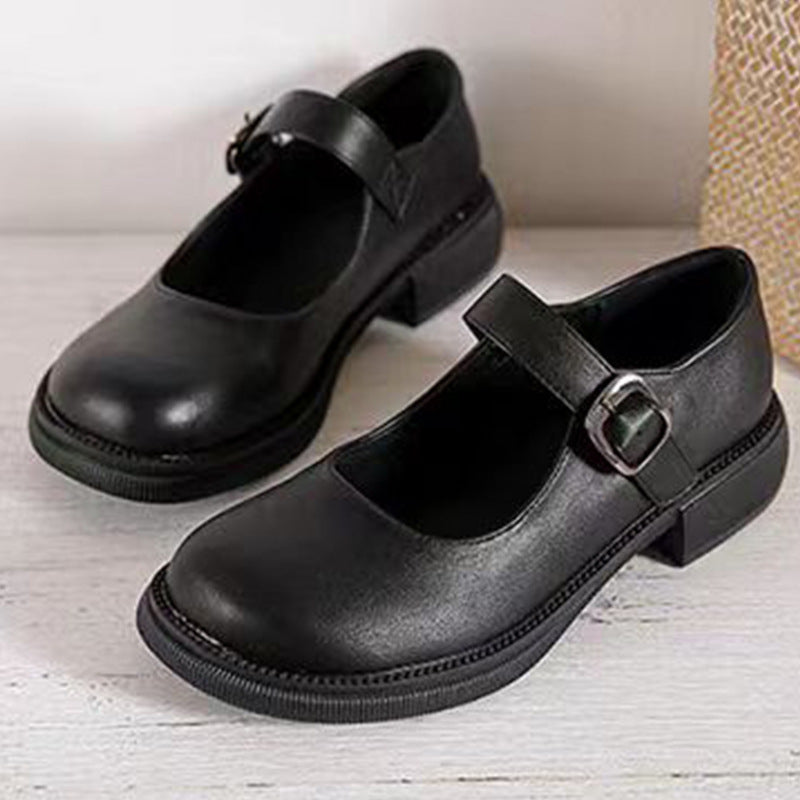 Japanese Style Mary Jane Dress Shoes with Buckle for Middle School Students