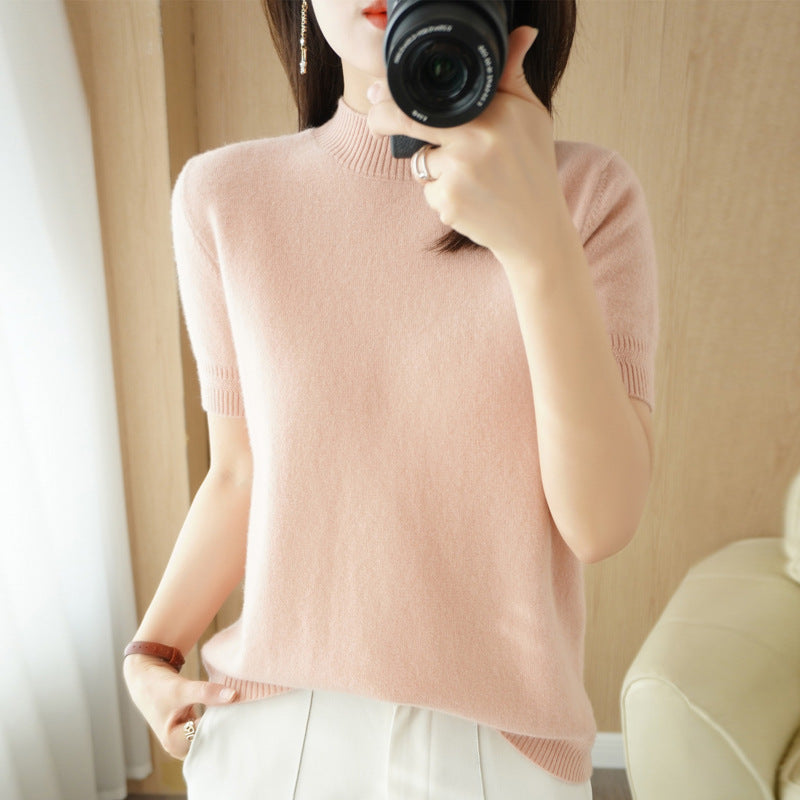 Women's Mock-Neck Mid-Length Sleeve Lightweight Sweater