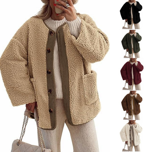 Women's Cozy Collarless Winter Jacket