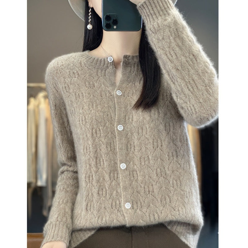 Slimming Round Neck Sweater Coat – Women's Stylish Top