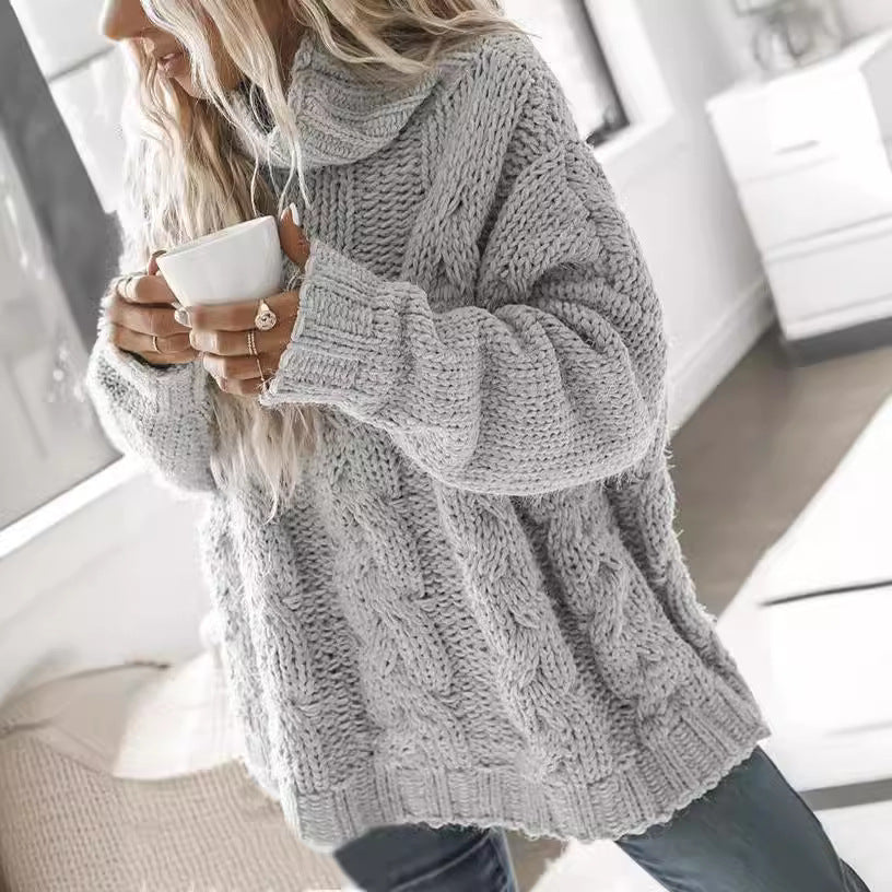 Women's Loose High-Collar Pullover Sweater