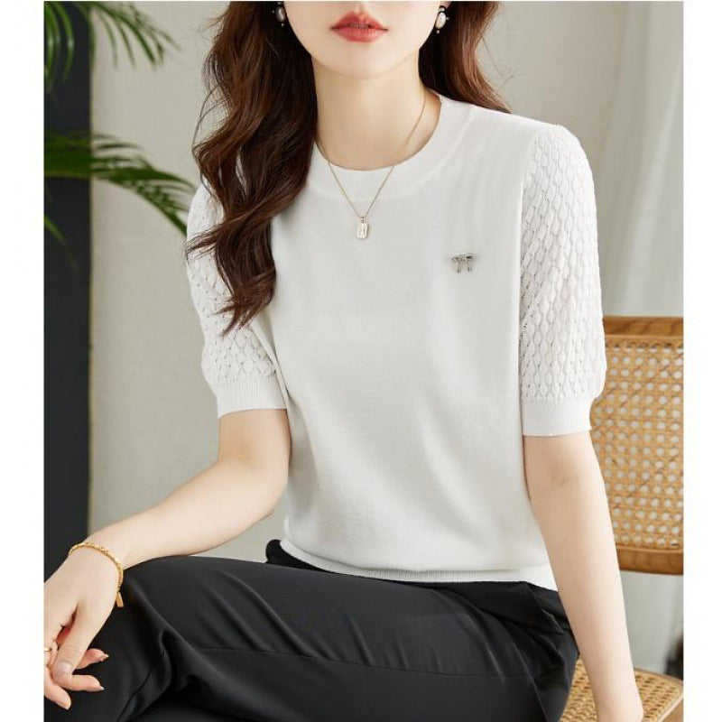 Women's Loose-Fit Thin Short Sleeve Sweater