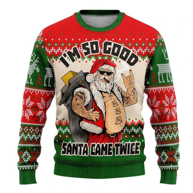 Ugly Christmas Sweater Men Women Funny Cartoon Santa Graphics Crewneck Sweatshirt Top