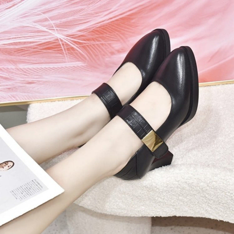 Soft Leather Cheongsam Catwalk Pumps – Comfortable, No-Tired Feet Design