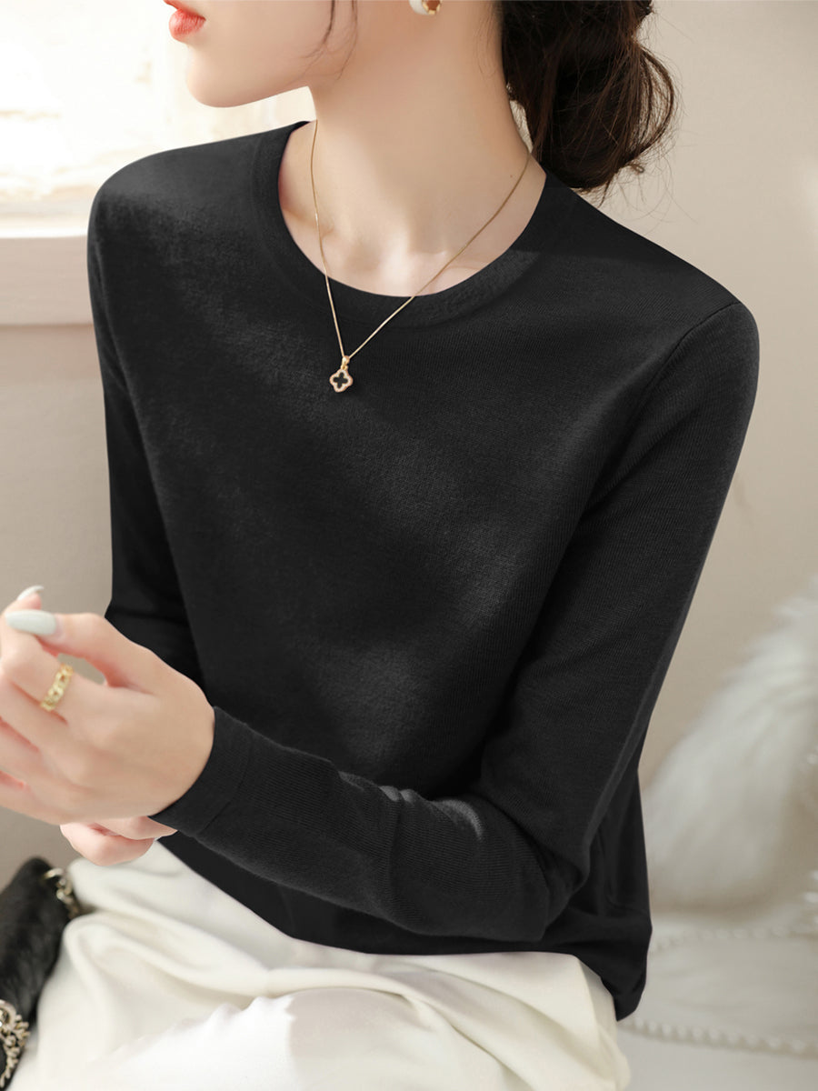 Round Neck Loose Long Sleeve Sweater