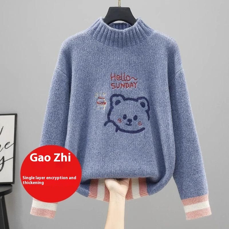 Winter Fleece-Lined Sweater for Girls, Thickened for Warmth