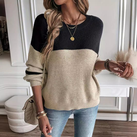 Women's Long Sleeve Round Neck Sweater, Casual and All-Match Style