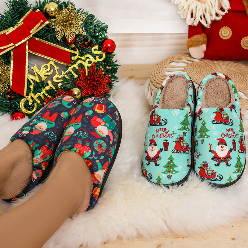 Santa Claus Cotton Slippers for Autumn and Winter, Cozy Holiday Footwear