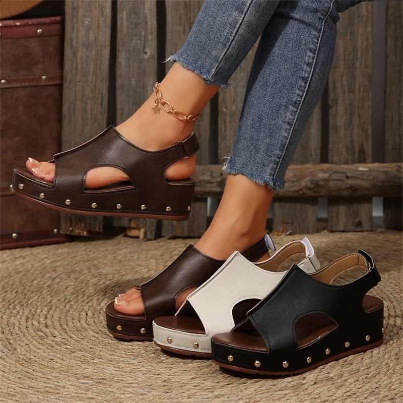 Women's Plus Size Platform Peep Toe Sandals