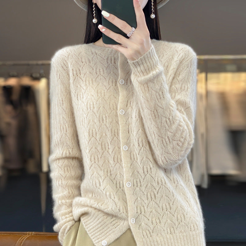 Slimming Round Neck Sweater Coat – Women's Stylish Top