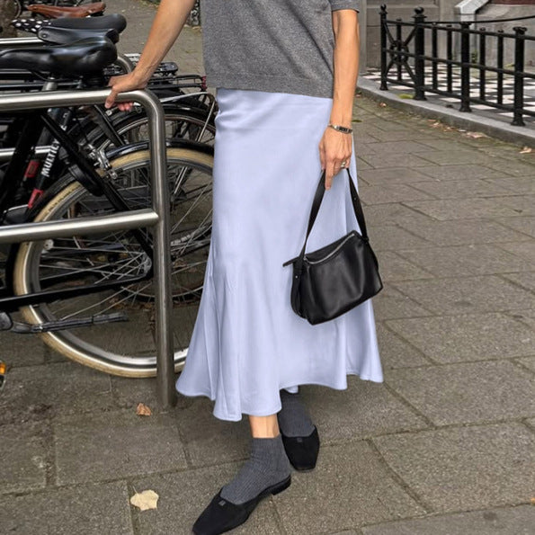 Women's Simple Slim Fit Long High Waist Skirt