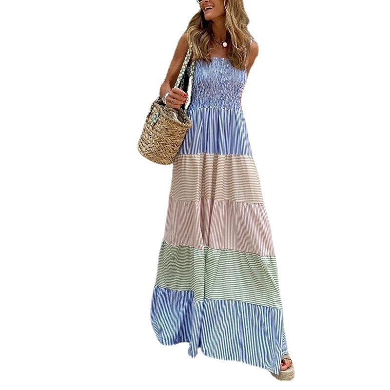 Women's Casual Striped Slim Sleeveless Dress