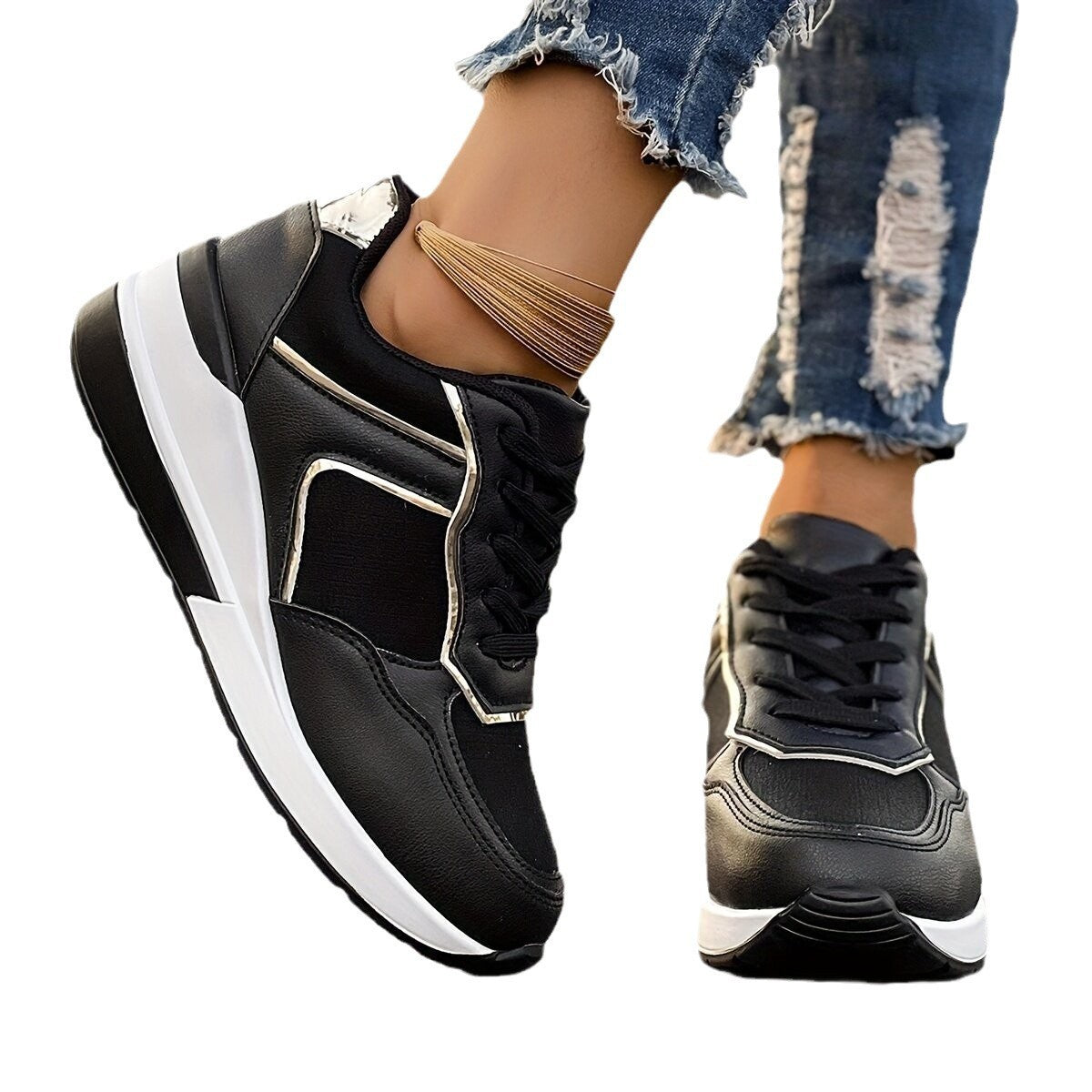 Fashionable Wedge Platform Leisure Sports Shoes for Women – Slim Design