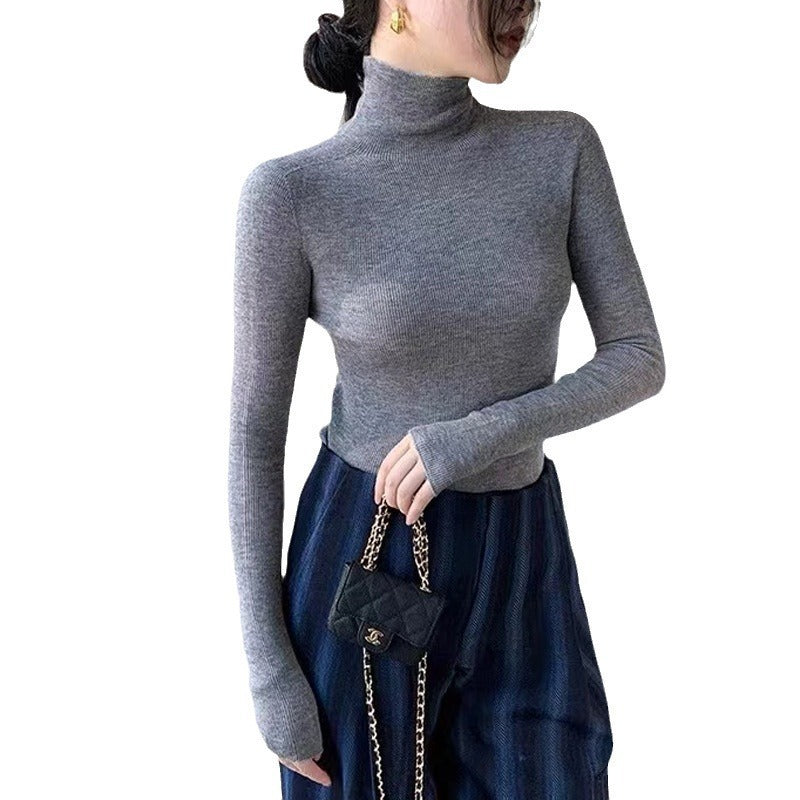 Women's Turtleneck Bottoming Shirt – Fur Lined Sweater Knitted Top