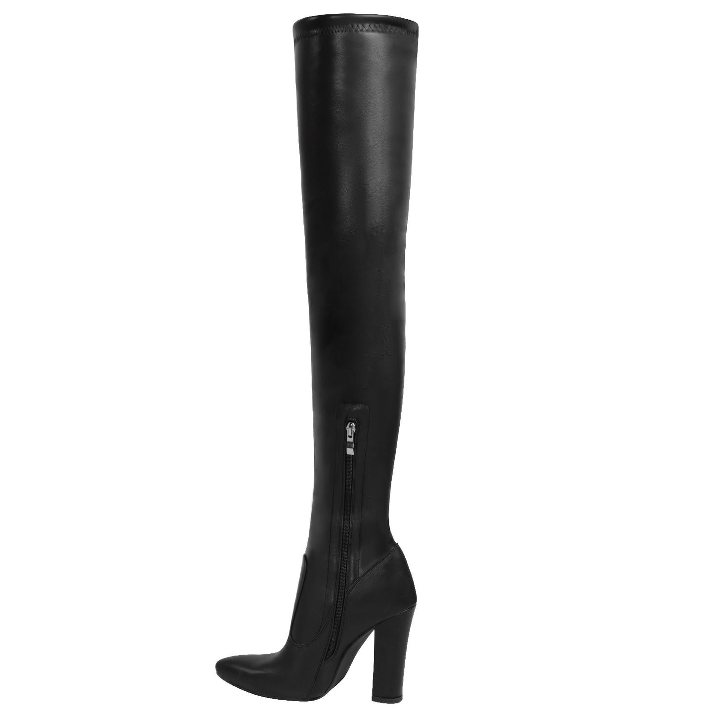 New Winter Solid Color Pointed Toe Over-the-Knee Boots with Thick High Heels