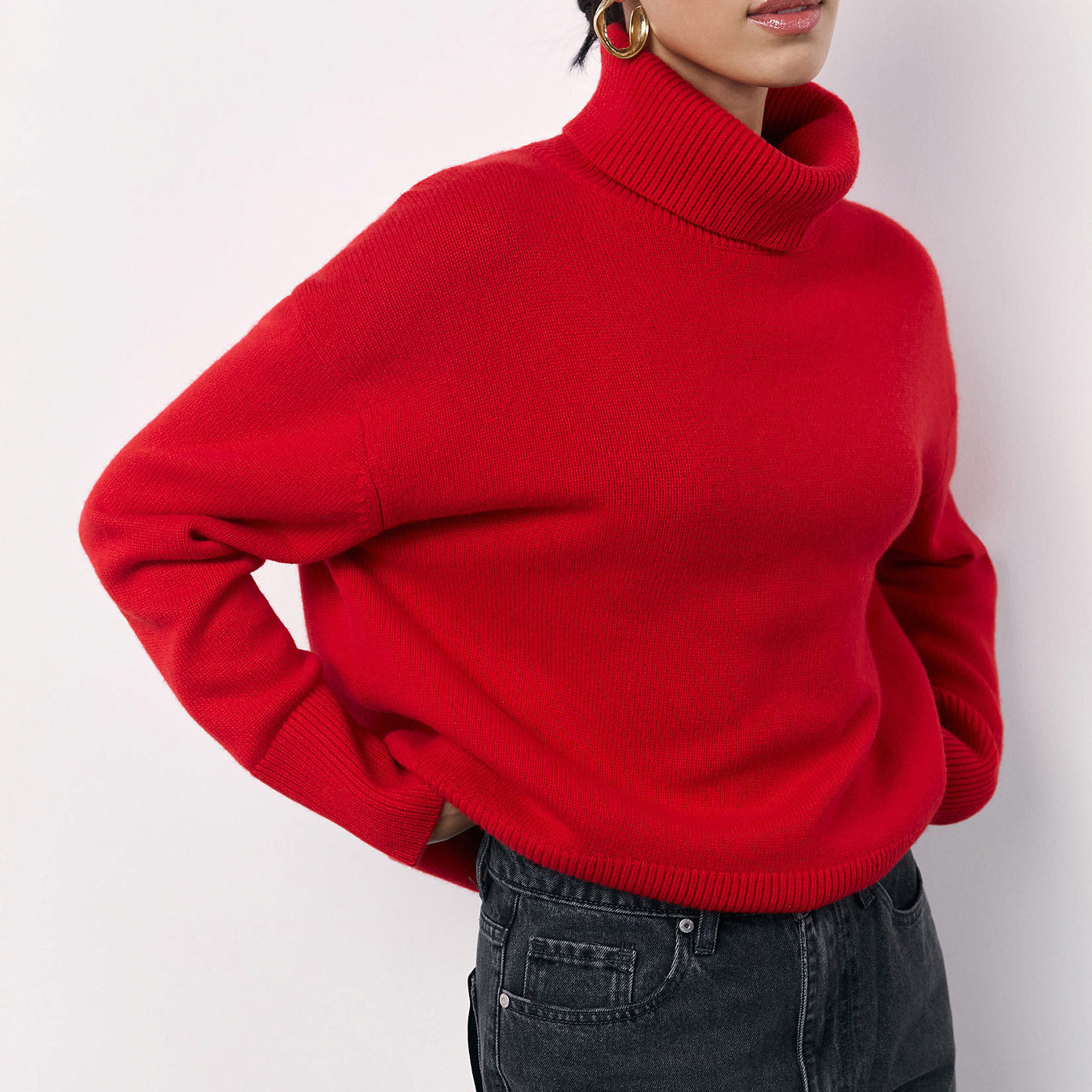 Women's Winter Turtleneck Sweater, Fashionable and Stylish Long Sleeve Knitted Top