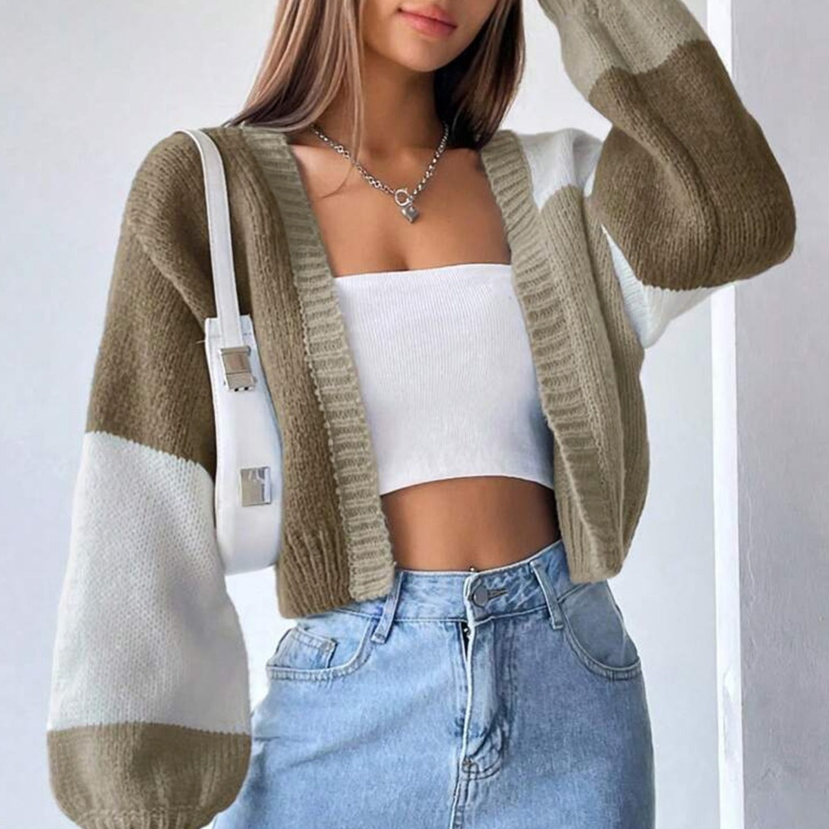 Striped Cardigan Sweater with Long Sleeves