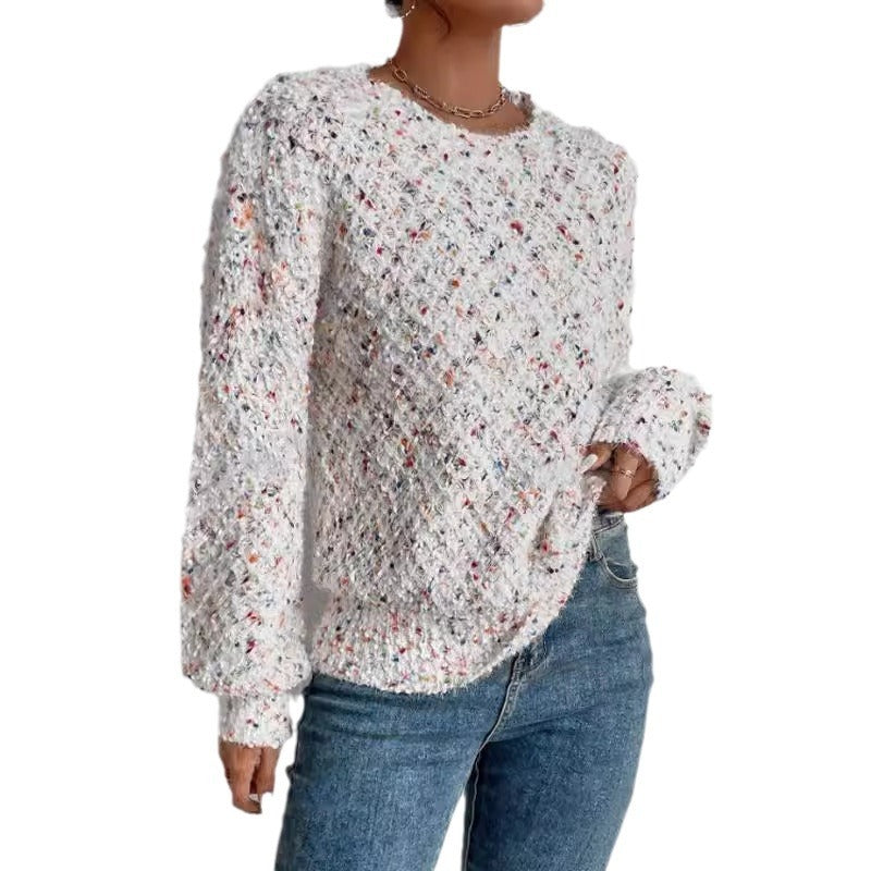 Autumn & Winter Round Neck Long Sleeve Knitted Pullover Top