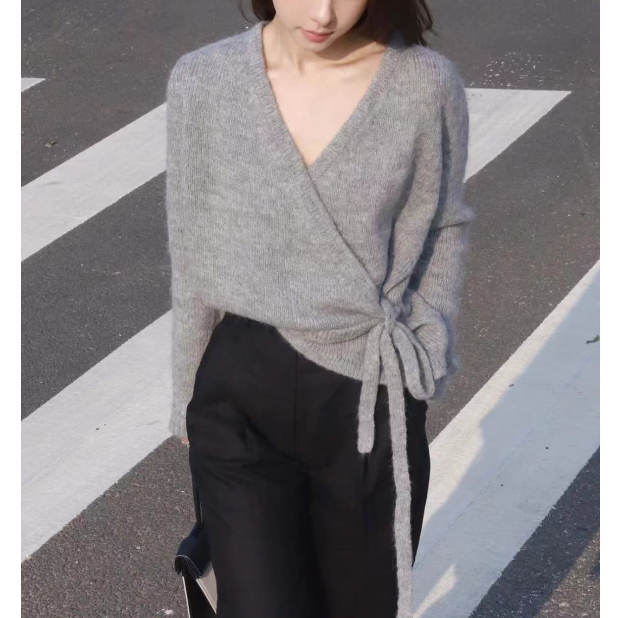 Lazy Wool Asymmetric Hem Sweater for Women