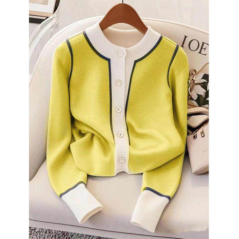 Cold Series Short Fashionable Long Sleeve Sweater Coat for Women