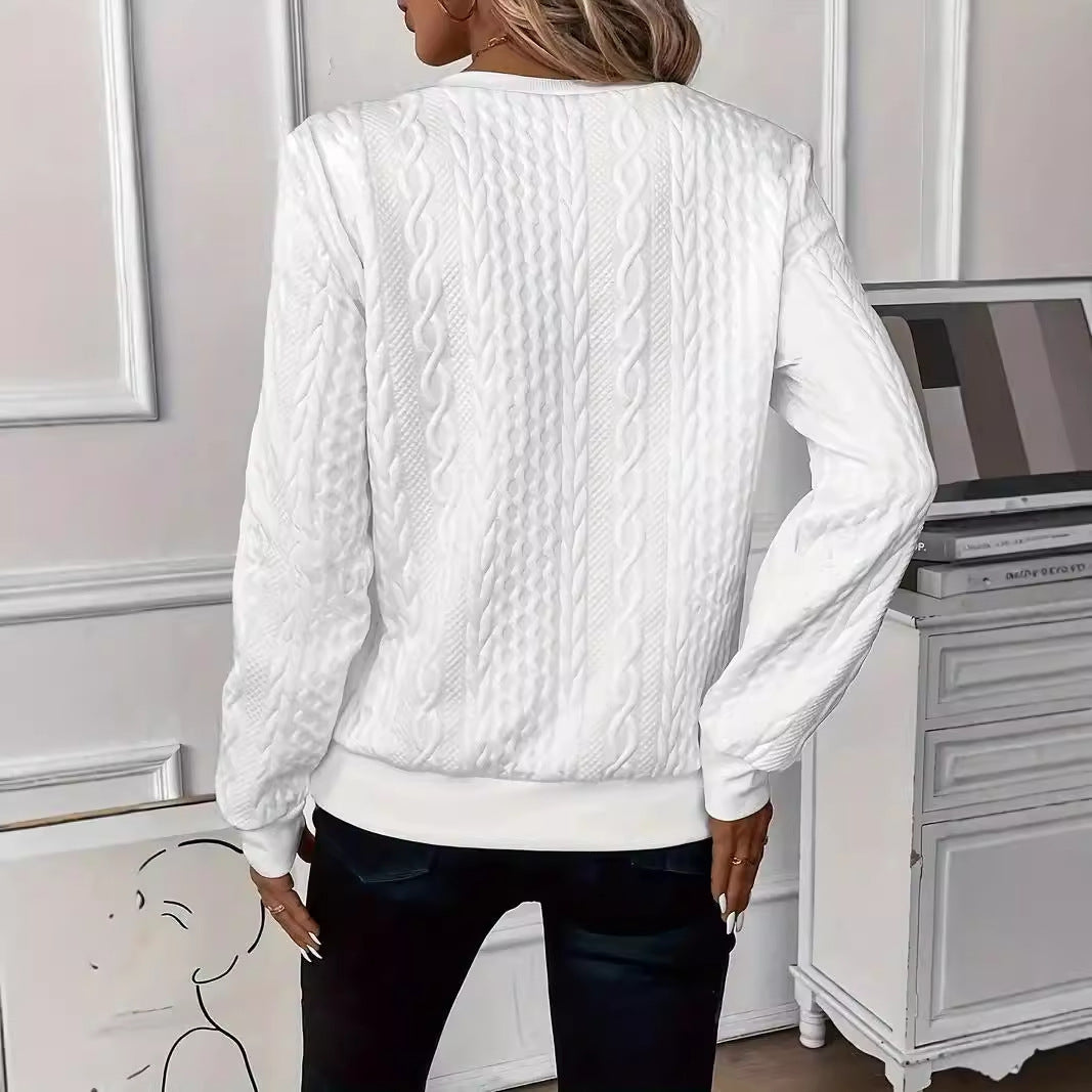 Solid Color Casual Pullover Half-Sleeve Zipper Sweater