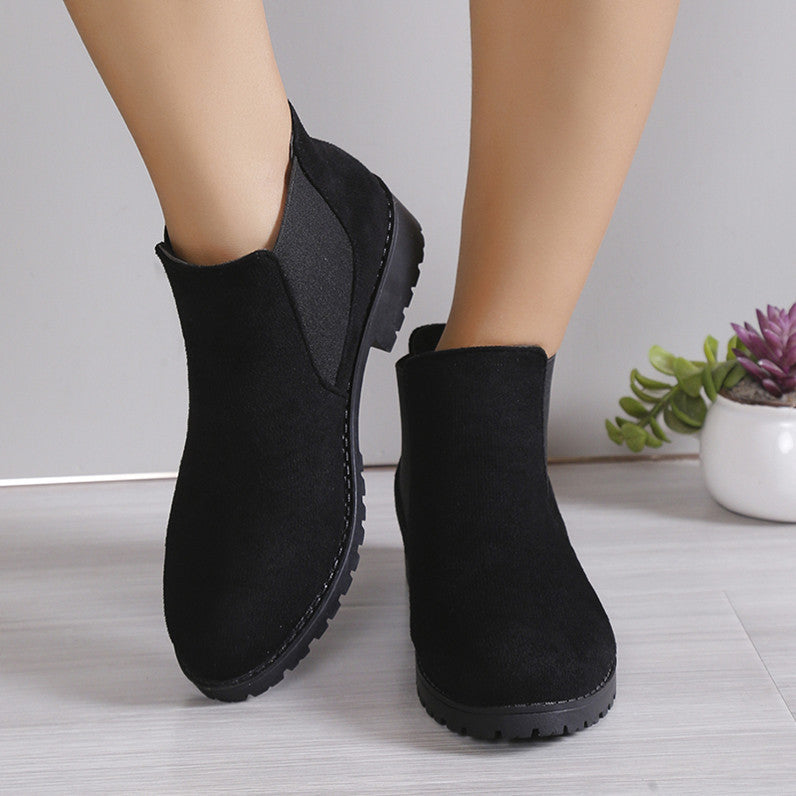 Women's Fashion Chunky Heel Ankle Boots with Unique Style