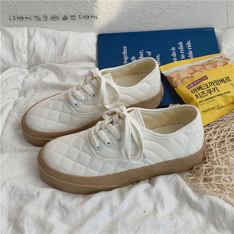 Flat-heeled Canvas Shoes for Women, Skin Tone Color, Casual Style for Students