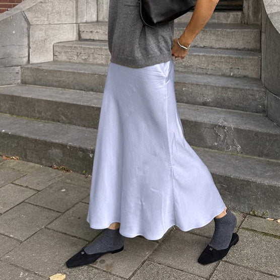 Women's Simple Slim Fit Long High Waist Skirt