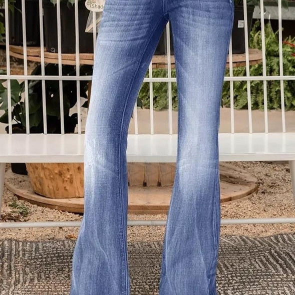 Retro Mid-Waist Skinny Jeans with Side Buttons