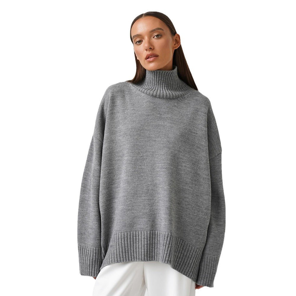 Autumn and Winter Solid Color Loose Turtleneck Sweater