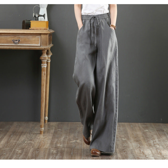 Linen Fabric Women's Casual Wide-Leg Yoga Pants